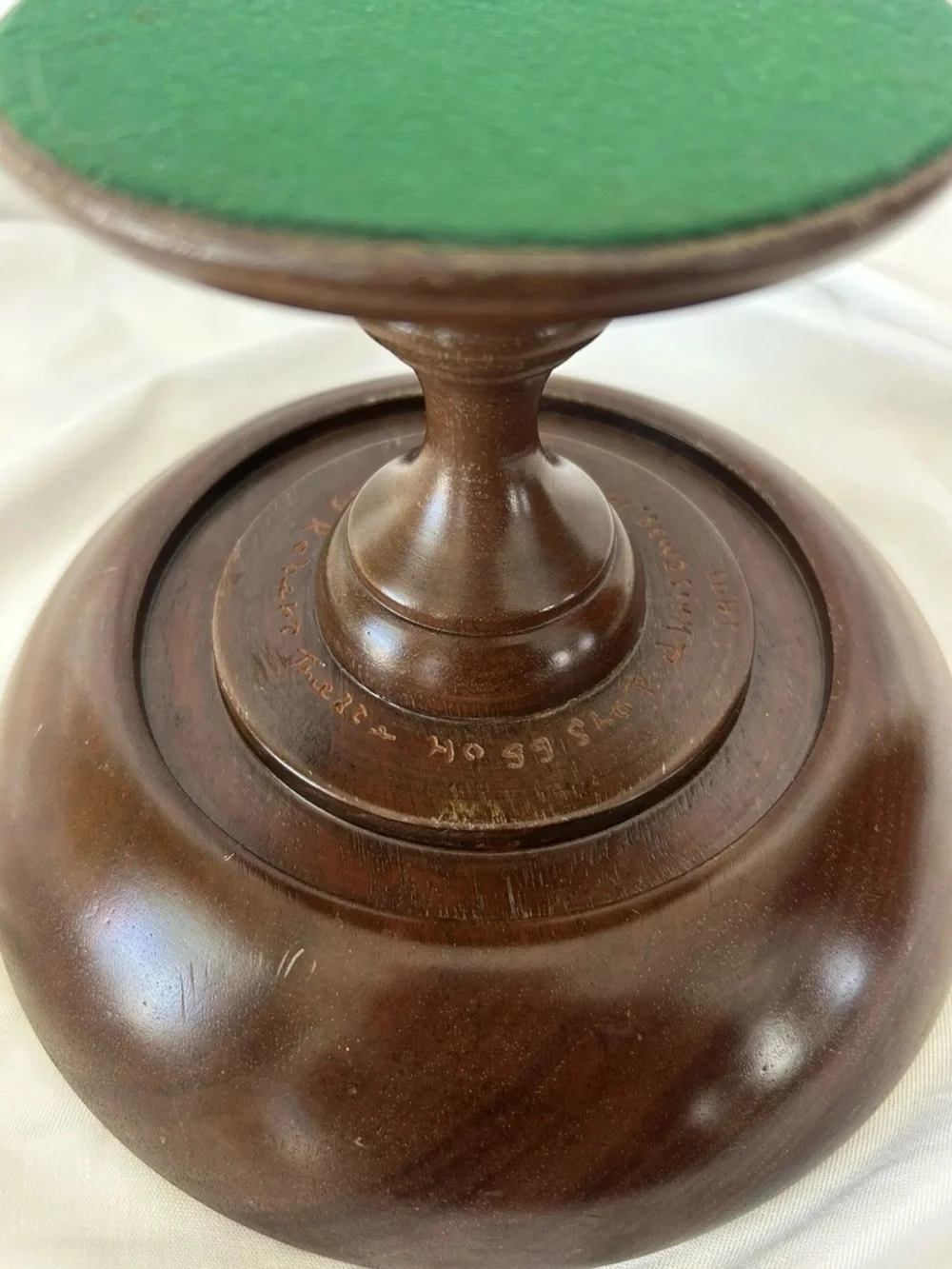 1971 Mahogany Hand Turned Pedestal / Compote Bowl Signed MCM Retro Vintage USA